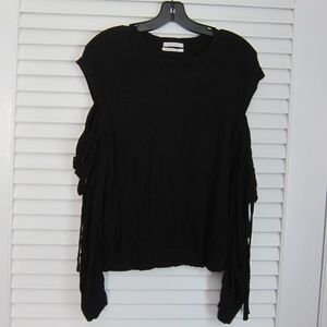 Urban Outfitters Long Sleeve Black Jersey Shirt Off The Shoulder Ties sz M